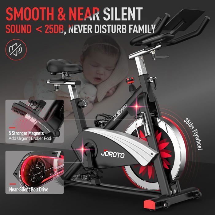 Vélo d'appartement - JOROTO - X2PRO - Résistance magnétique réglable - Bluetooth - Support tablette 12,6 pouces