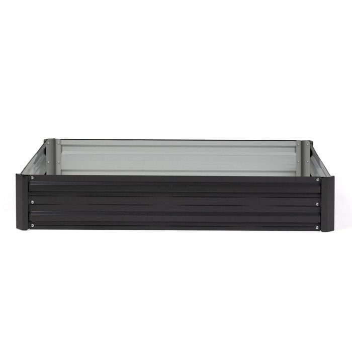 IDMARKET Set of 2 metal raised garden beds, rectangular frame, 80x115 cm, anthracite grey