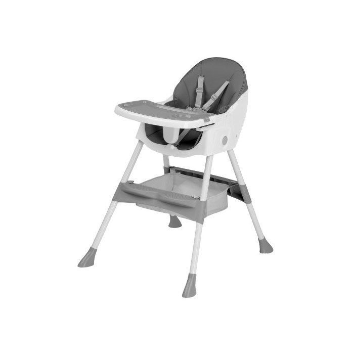 Baby High Chair - ALIGHTUP - Convertible high chair, reclining backrest, compact fold, adjustable, multi-functional - Grey