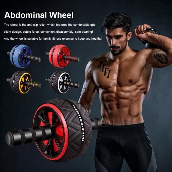 Rueda abdominal, rodillo abdominal, rueda de ejercicios abdominales, rueda de fitness para gimnasio en casa y equipo de entrenamiento de fuerza, amarilla
