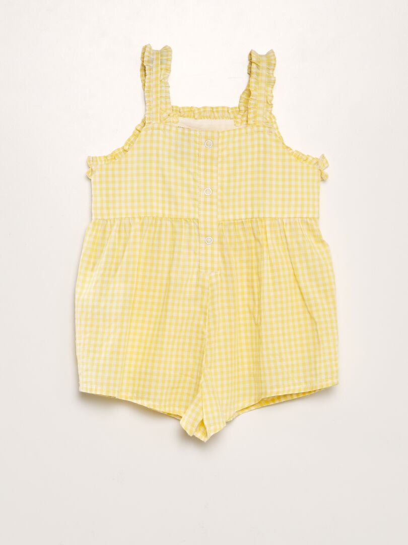Kombinezon z woalu bawełnianego w kratkę gingham - ŻÓŁTY
