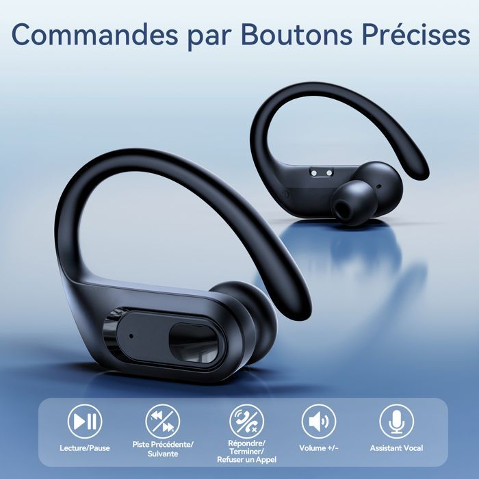 DJOIN Kabellose Sport-Ohrhörer mit ergonomischem Design, Bluetooth 5.3, LED-Display, HiFi-Stereo-Sound, IPX7 wasserdicht, 96 Stunden Akkulaufzeit