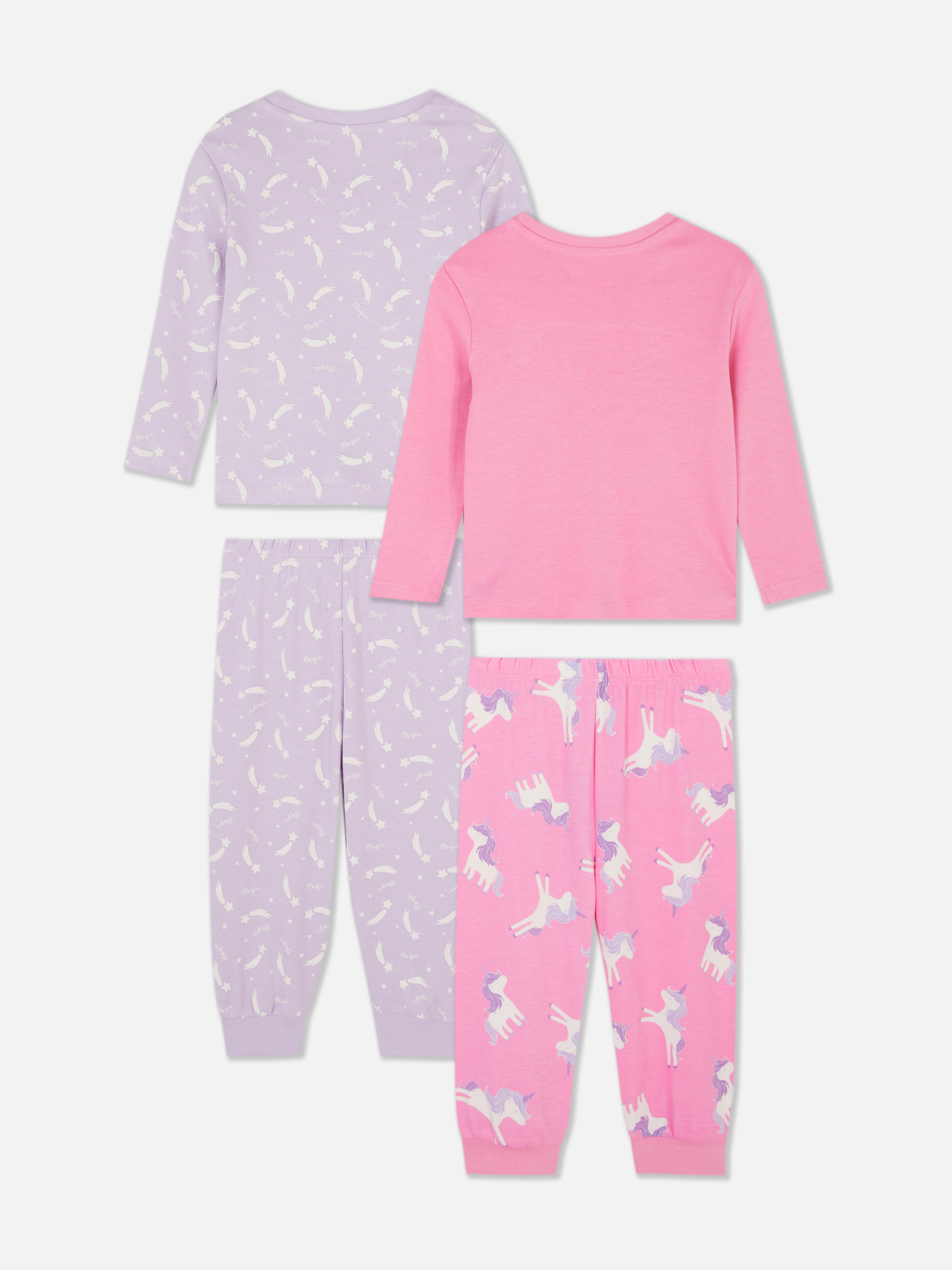 Pijamale lungi cu diverse imprimeuri, set de 2 pijamale confortabile cu top cu mânecă lungă și pantaloni cu manșete