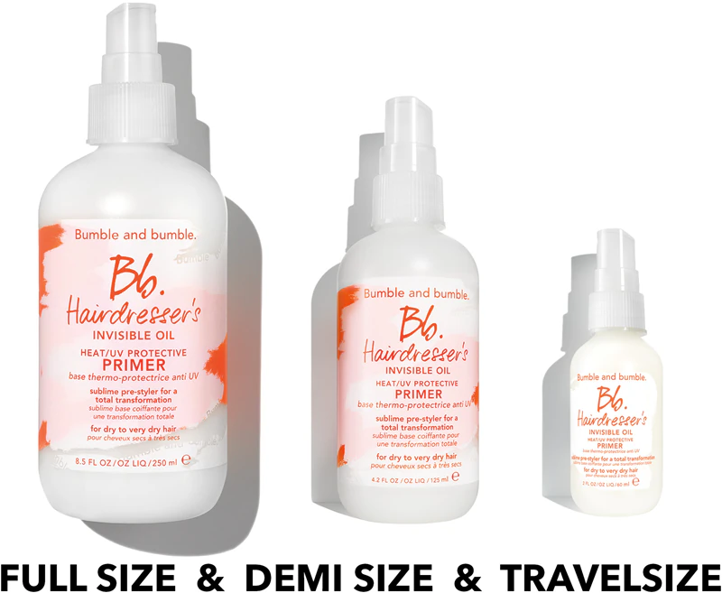 Use o spray Bumble and bumble Hairdresser's Invisible Oil Heat/UV Protective Primer antes de estilizar para um cabelo com aparência impecável.