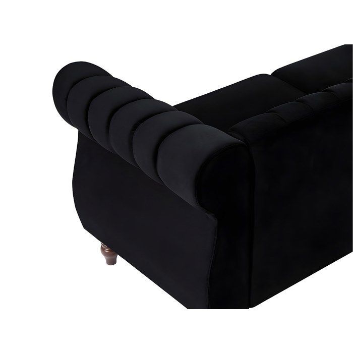 Sofá Chesterfield de 3 plazas TRUMBO en terciopelo negro.