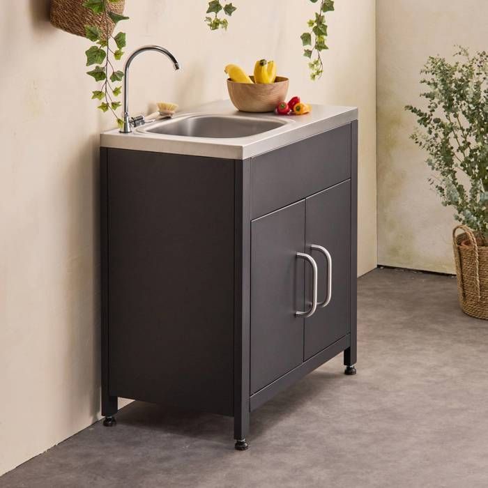 GRIMAUD Cozinha Externa de Aço de 80cm com Pia