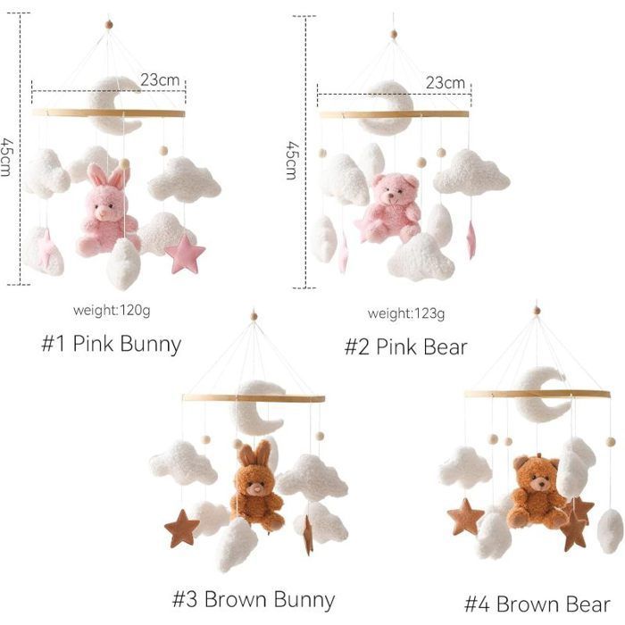 Móvil para cuna de bebé, decoración infantil con diseño de oso, regalo colgante, móvil multicolor