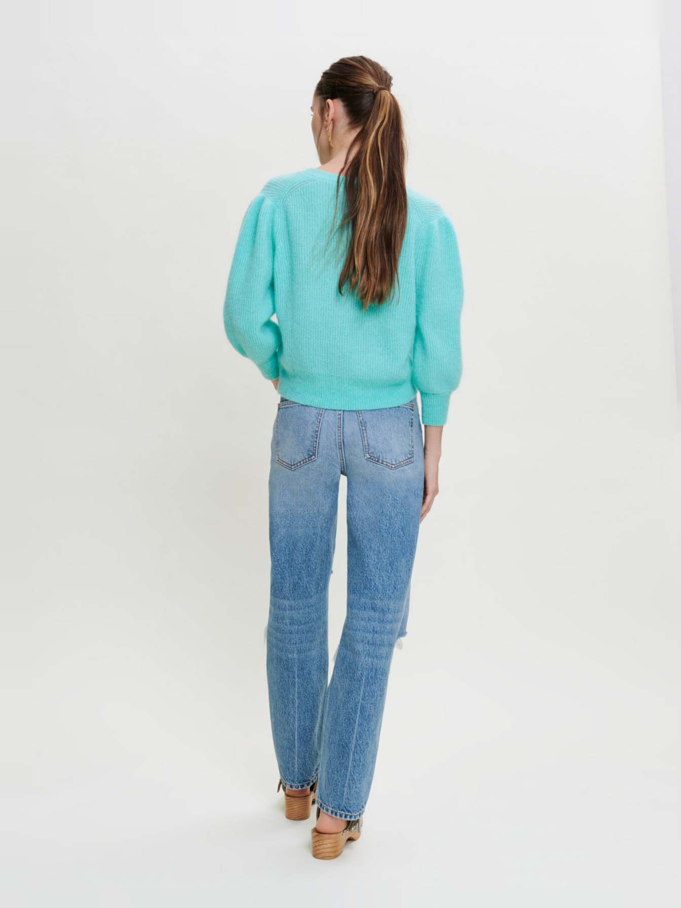 Pluche mohair vest - Turquoise