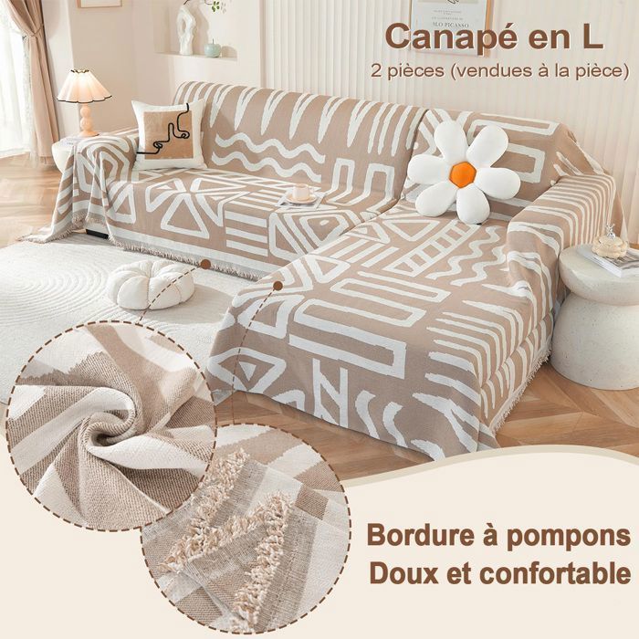 Housse de Canapé 3 Places - SOKERDY - Kaki - 180x300 cm - Anti Dérapante - Anti-Griffes