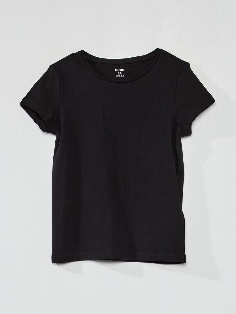 Camiseta de punto de color liso - Negra