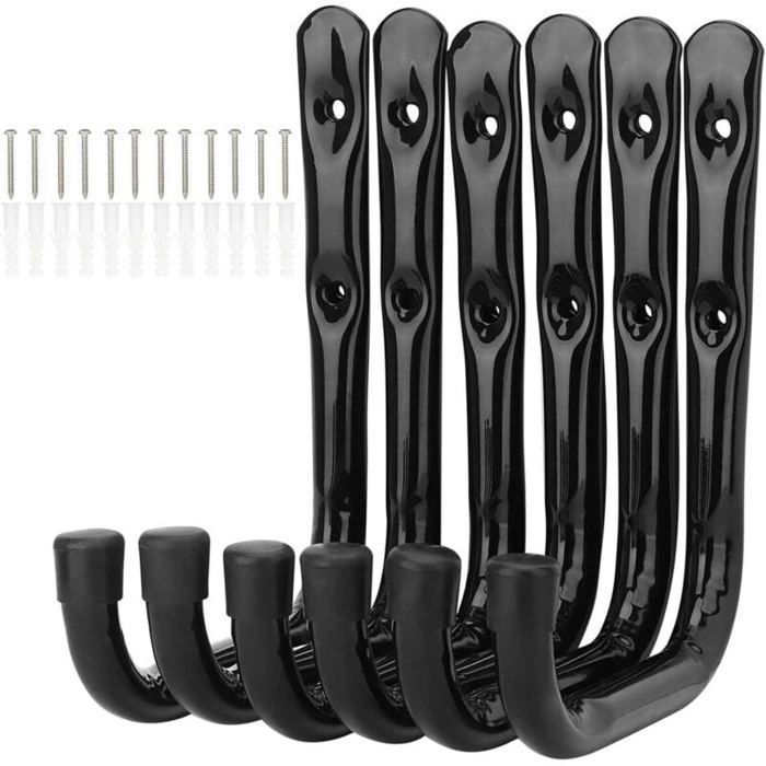 Ganchos de almacenamiento resistentes para escaleras de garaje, soporte de pared para bicicletas/herramientas (juego de 6).