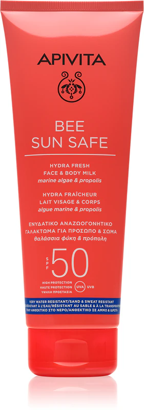 Apivita Bee Sun Safe Hydra Fresh Milk SPF50 aurinkosuoja kasvoille ja vartalolle SPF 50