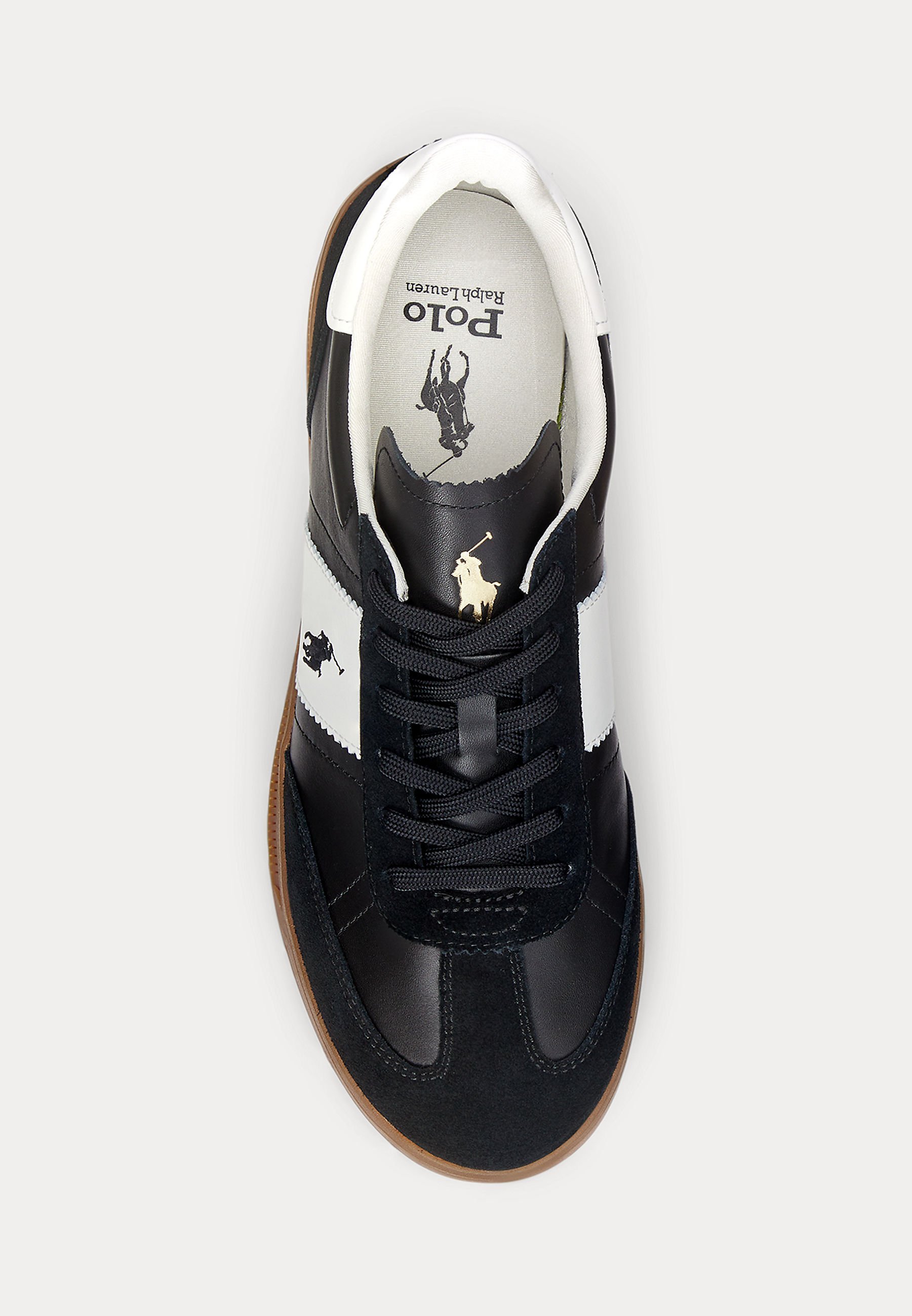 Polo Ralph Lauren HERITAGE AERA LEATHER-SUEDE SNEAKER UNISEX - Sneakers - zwart/wit