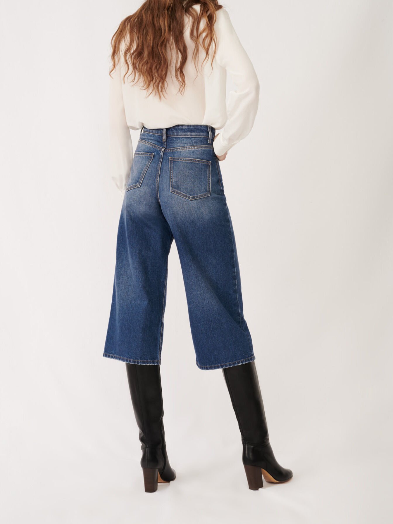 Blugi stil Bermuda din denim Ecowash - Albastru