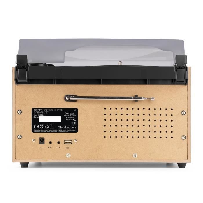 Tocadiscos Audizio Frisco con Bluetooth y radio DAB+ integrada (marrón).