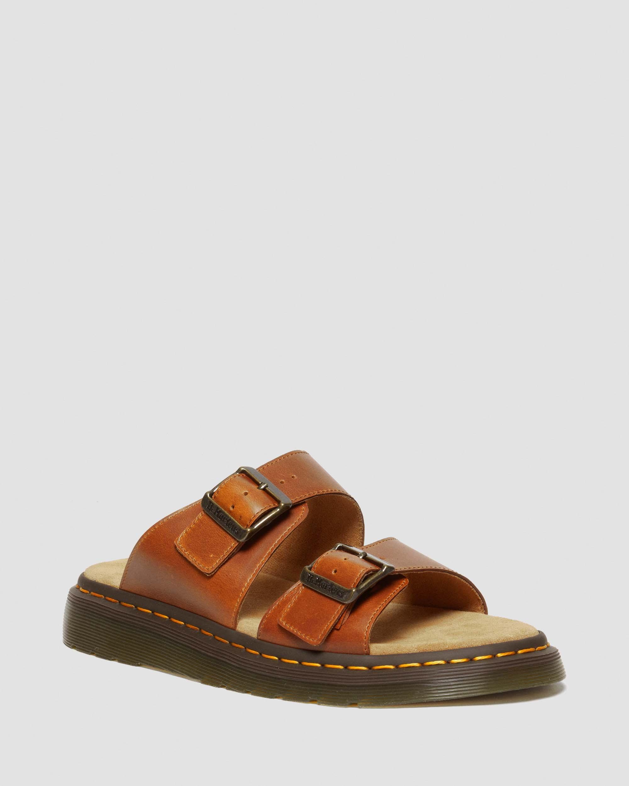 Josef Analine Leather Buckle Slide Sandals