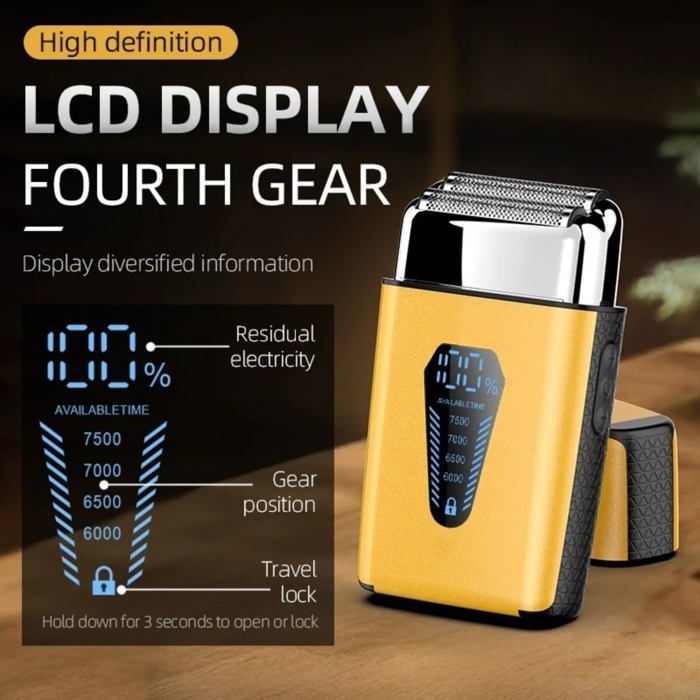 Men's razor, professional beard shaver, electric beard trimmer 8500 rpm, mini LCD shaver