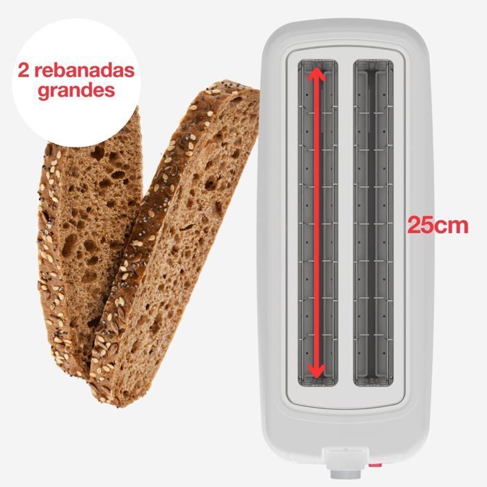 Broodrooster voor twee lange sleuven - Solac - 1200W - 6 bruiningsniveaus - Zelfcentrerend systeem