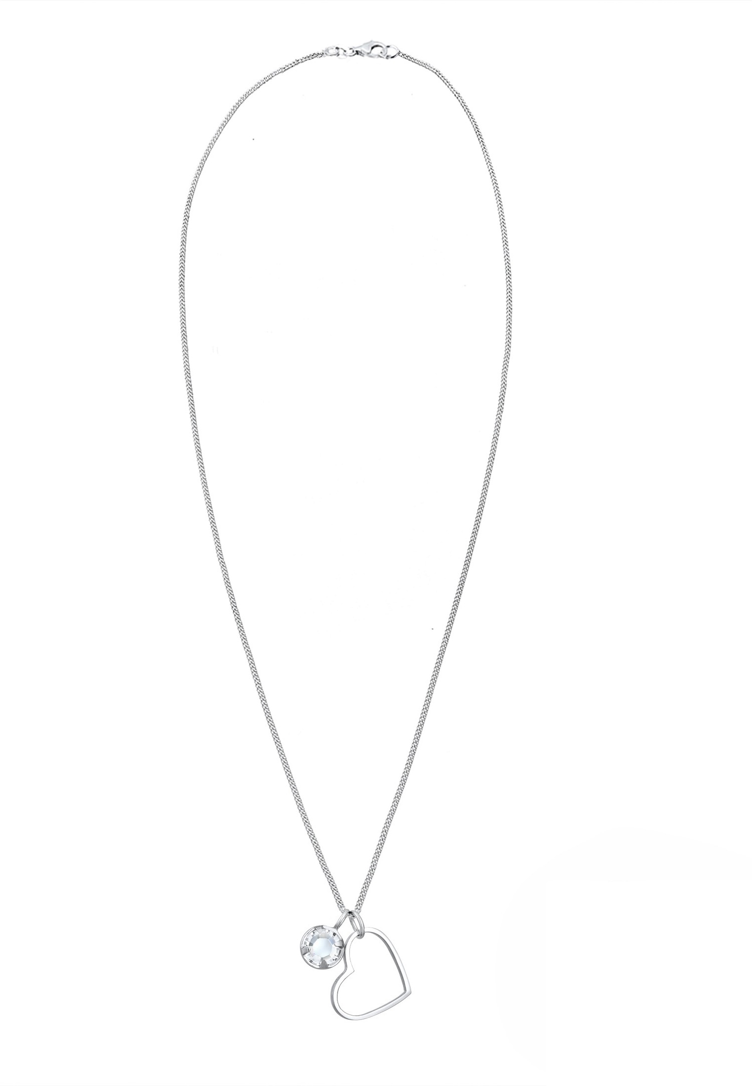 Elli Pendentif Coeur Découpe avec des Cristaux Collier Femme - (925/1000) Argent