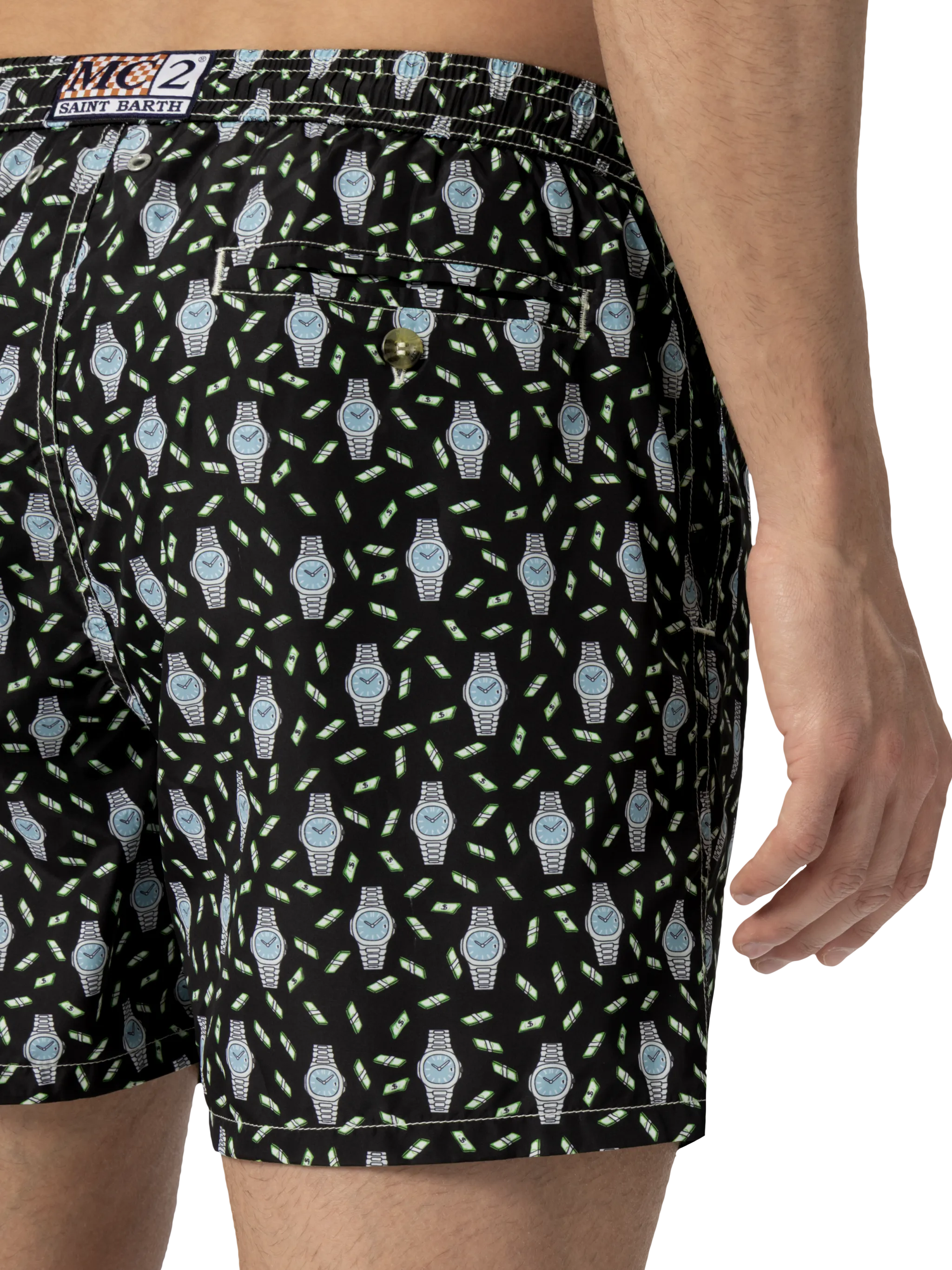 Zwemkleding met verlichtingseffect in lichtgewicht stof met klokprint.