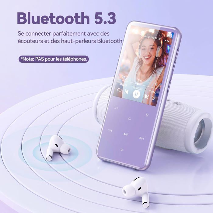 Leitor de MP3 - AGPTEK - 64 GB - Bluetooth 5.3 - Tela de 2,4