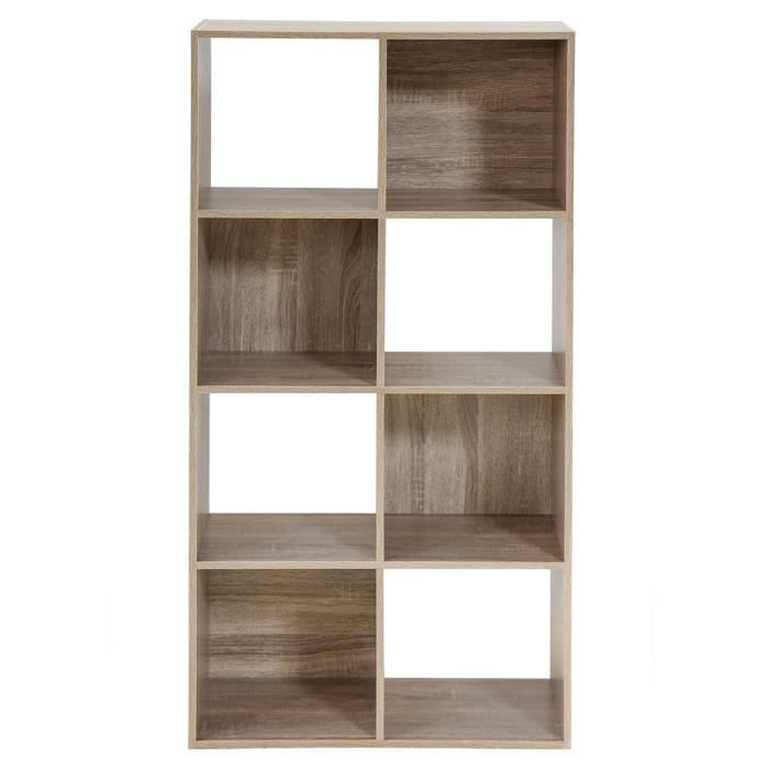 Mueble de almacenamiento contemporáneo COMPO de 8 compartimentos con acabado en roble - 62 cm de ancho