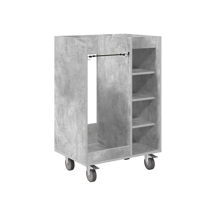 Taquilla de golf - vidaXL - Gris hormigón - 65x45x98 cm - Amplio espacio de almacenamiento - 4 ruedas - Estructura metálica