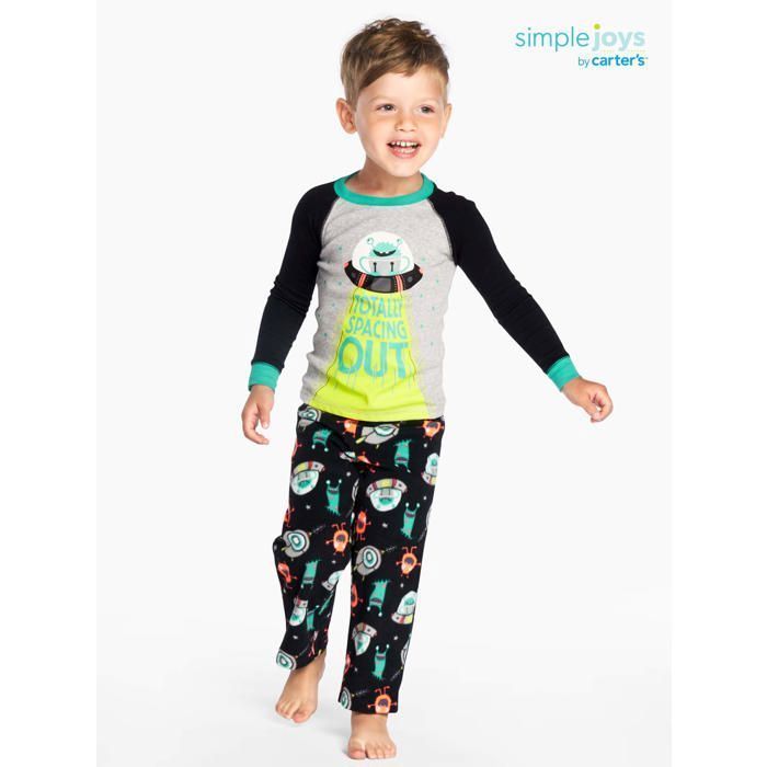 Set pigiama da neonato Simple Joys by Carter's composto da 6 pezzi: maniche lunghe, maglia in cotone / pantaloni in poliestere.