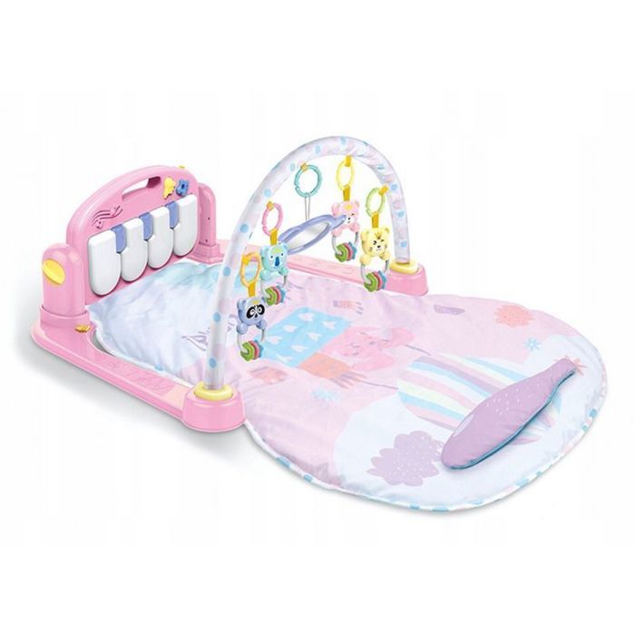 Tapis d'eveil - aire d'eveil Bounn Tapis bébé avec pendentifs et piano animal rose