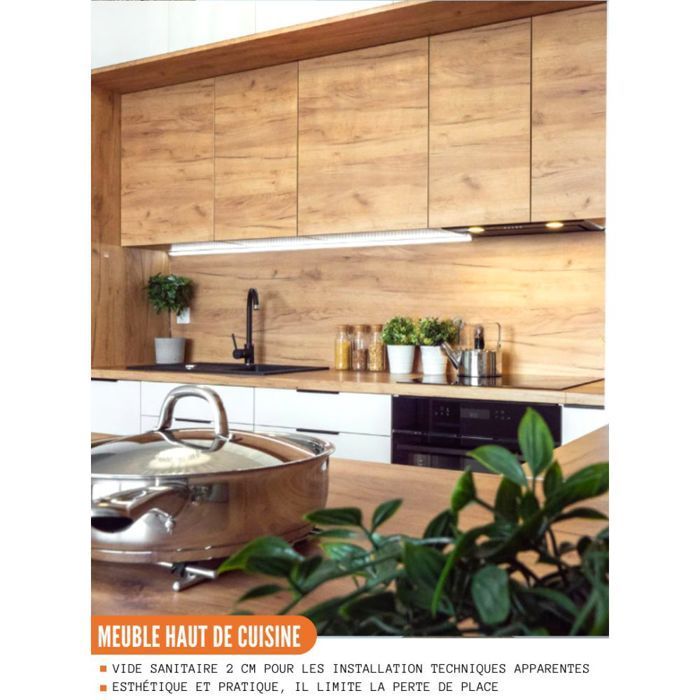 Bellissi Slim Keukenwandkast, Eikenhoutafwerking, 1 klepdeur, 80 cm breed - Cuisineandcie