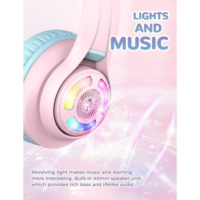 Kids Headphones - ICLEVER - BTH13 - Bluetooth - Adjustable Volume - LED