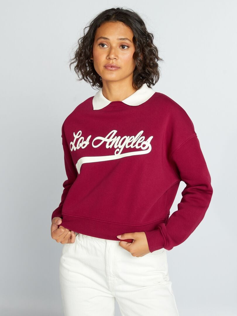 Moletom cropped estilo universitário - VERMELHO