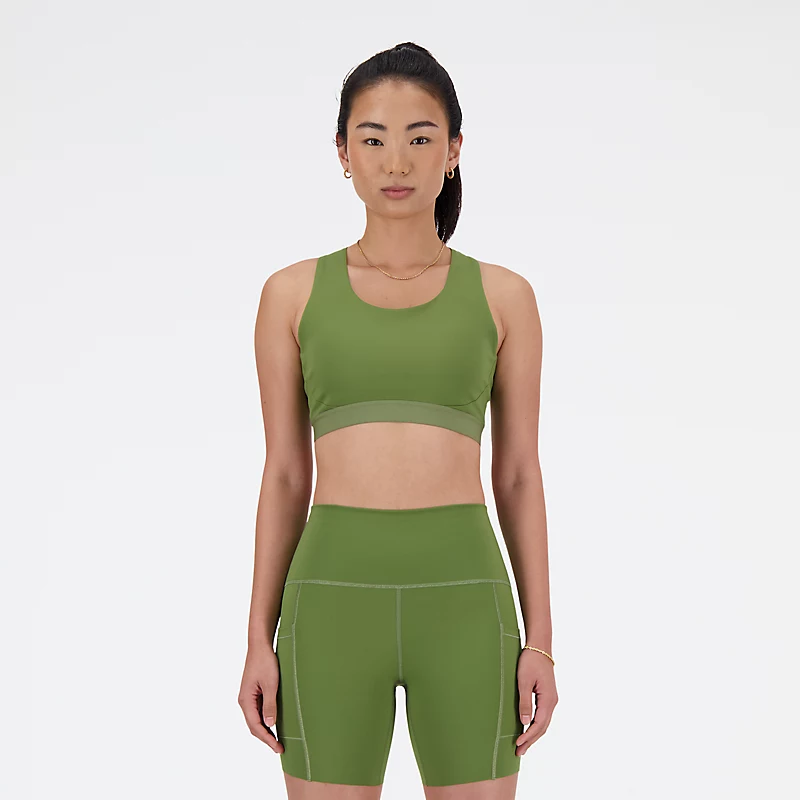 Sutien sport NB Sleek cu susținere medie și buzunar pentru femei – OLIVINĂ ÎNCHISĂ