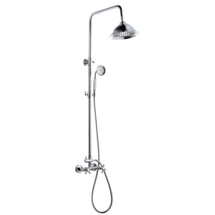 Columna de ducha retro ROUSSEAU con grifo mezclador - Cromada