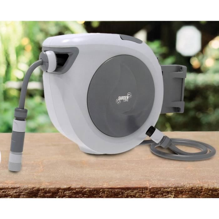 Avvolgitubo automatico da giardino con tubo, lunghezza 20 m.