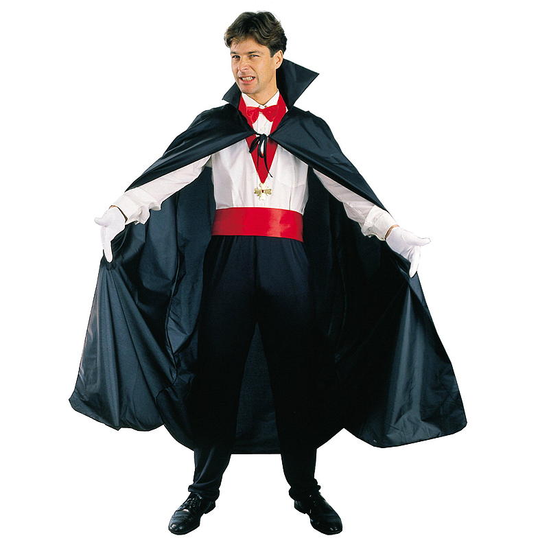 Halloweenkostym i en storlek, svart kappa