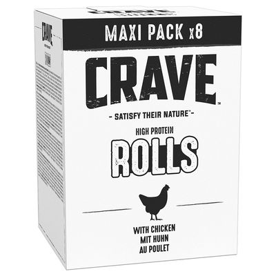CRAVE Proteiinipitoiset Lihaisat Rolls with Chicken -koiranherkut