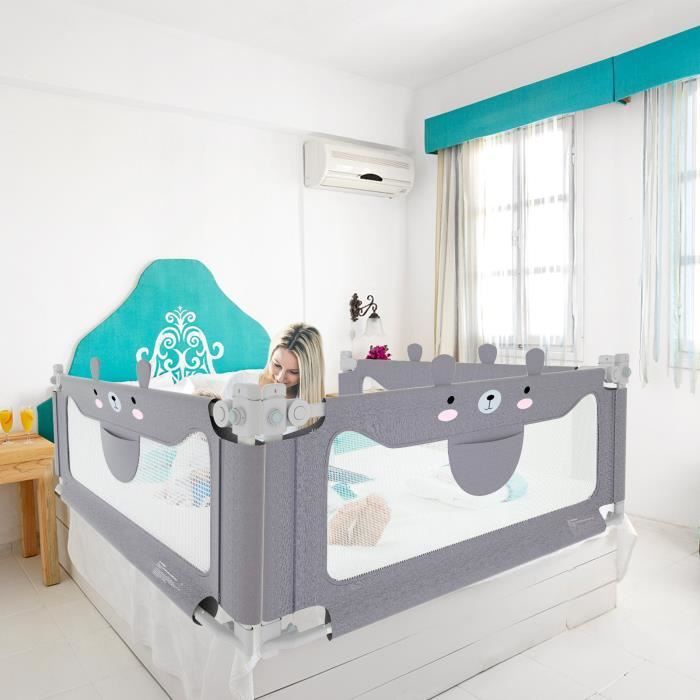 HENGMEI - Sponda di protezione per letto regolabile in altezza fino a 200 cm, anticaduta per neonati e bambini