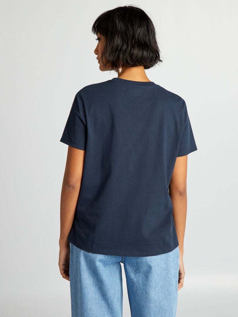 Camiseta de malha lisa - Azul escuro