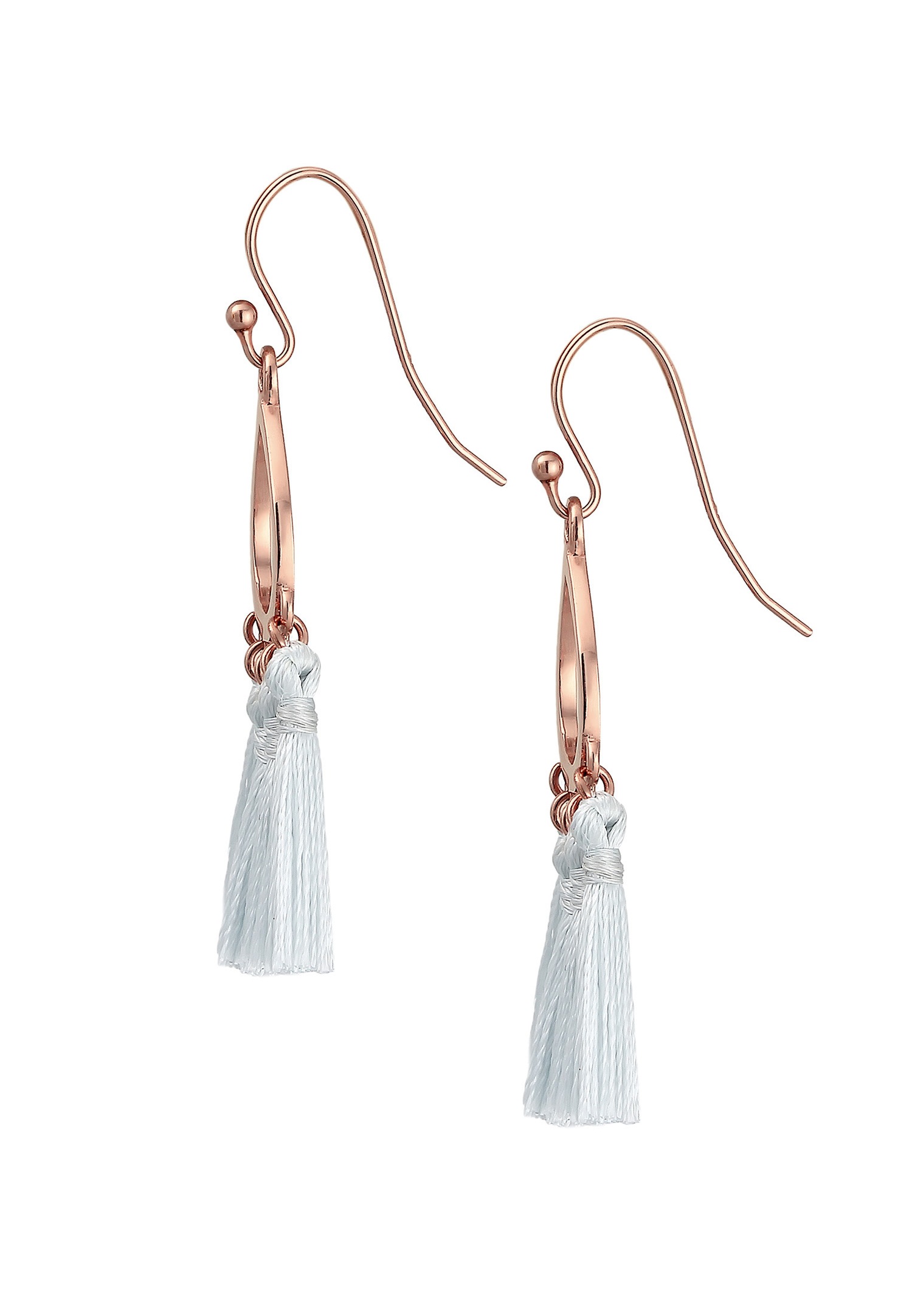Elli Forme de Goutte Boho Festival Pompon Bleu Boucles d'Oreilles Femme (925/1000) Argent