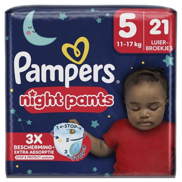 Pampers nočne hlače maat 5 21Ct<br>mt 5 (11-17kg), 21 št.
