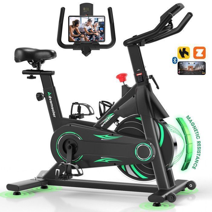 Exercise Bike with App - LCD Screen - Quiet Operation with Adjustable Magnetic Resistance - For Cardio Training - 150kg Capacity
