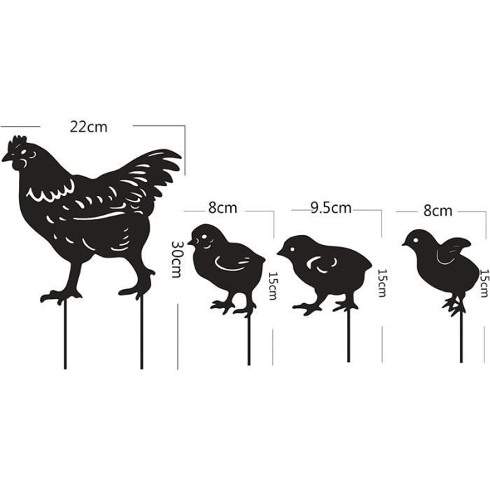 Decoración de jardín de metal - FOLAYA - Arte para corral de gallinas - Blanco y óxido - Diseño único y versátil