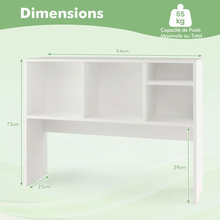 Estantería de sobremesa COSTWAY, estante de almacenamiento para encimera, 4 compartimentos y compartimento trasero abierto, color blanco.