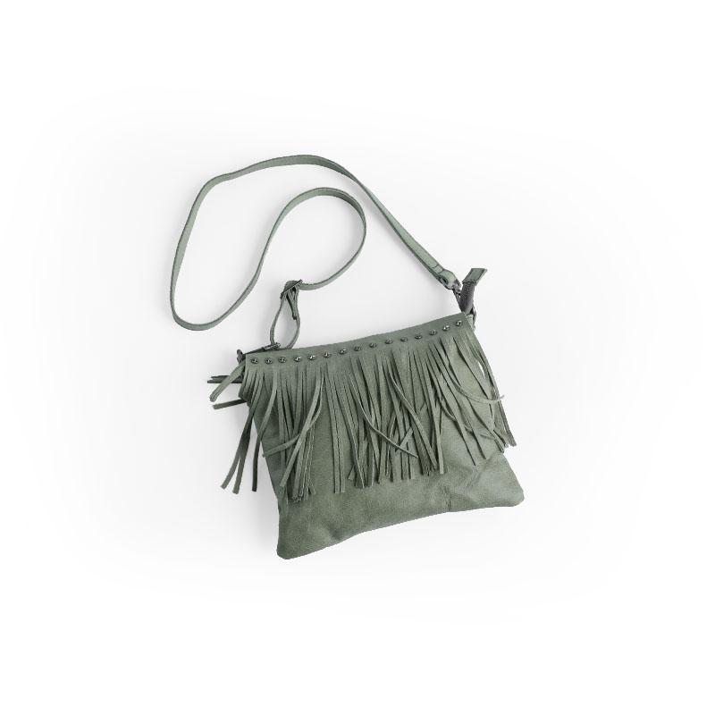 Sac bandoulière rétro original Vendange à pompon et rivets, style littéraire, pour femme, référence 2467