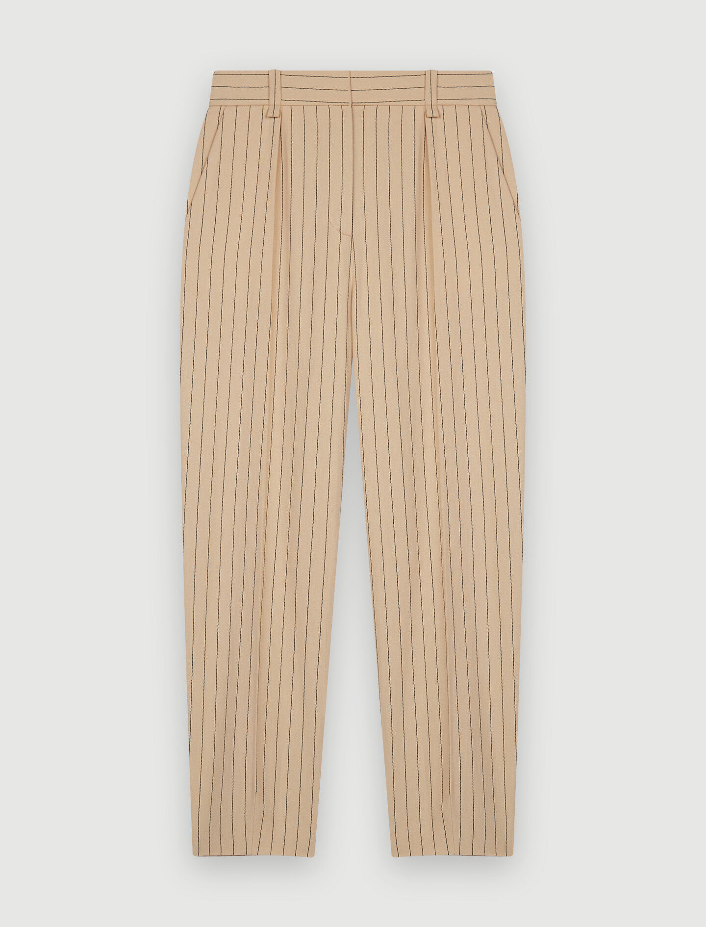Pantaloni bej cu dungi