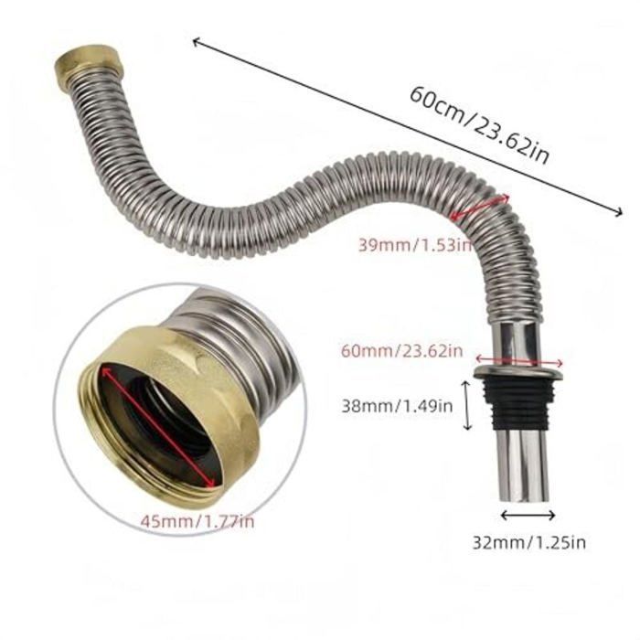 Tubo di scarico flessibile - OKZ - 60 cm - Acciaio inossidabile - Resistente alle alte temperature - Facile installazione