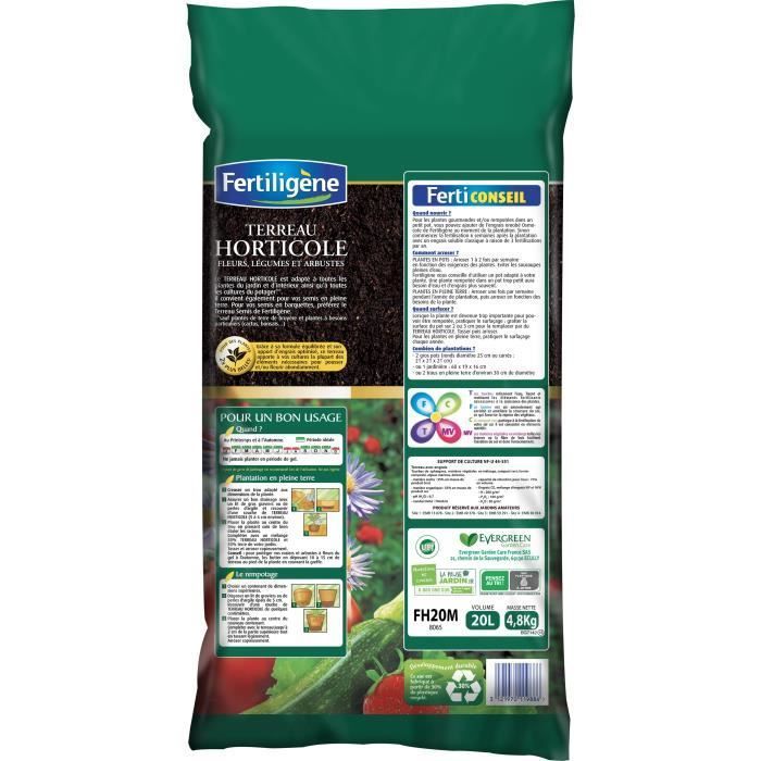 Tuinbouwpotgrond - FERTILIGENE - 20 L - Met meststof om de groei te stimuleren