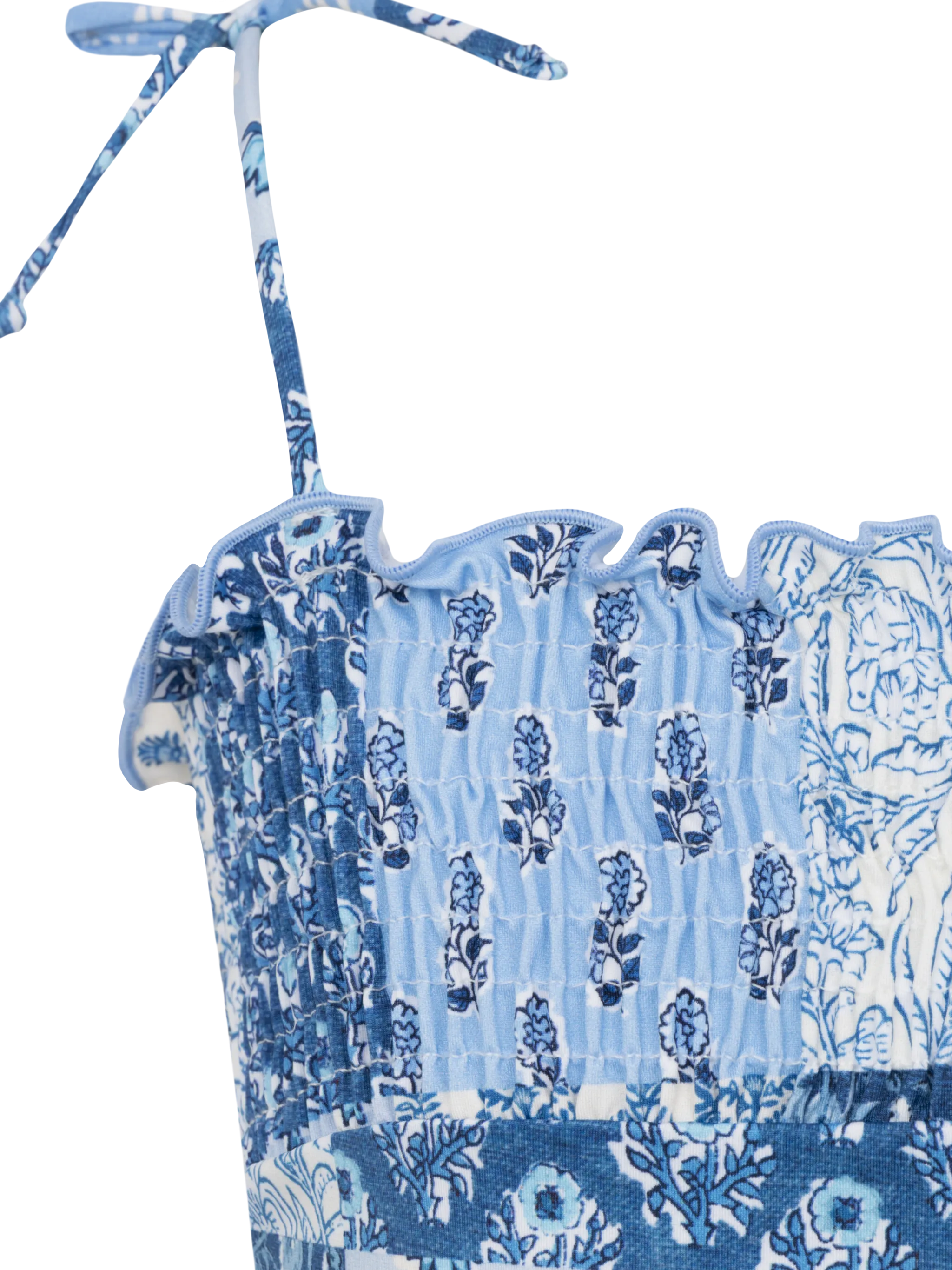 Costume intero da bambina Amina con corpetto arricciato