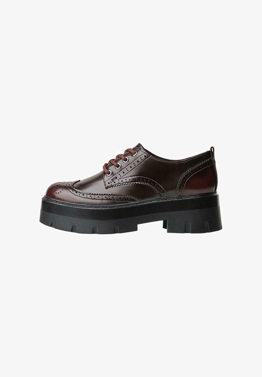 Bershka CHUNKY - DERBY - Scarpe stringate - marrone scuro